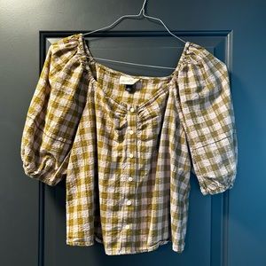 Gingham Puff Sleeve Top